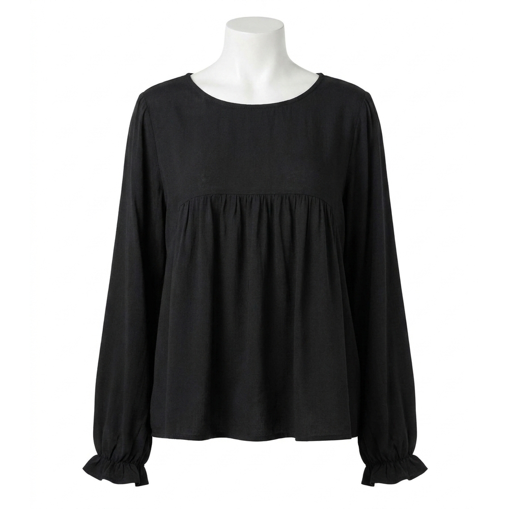 NEW UMGEE pleated detail babydoll top in black